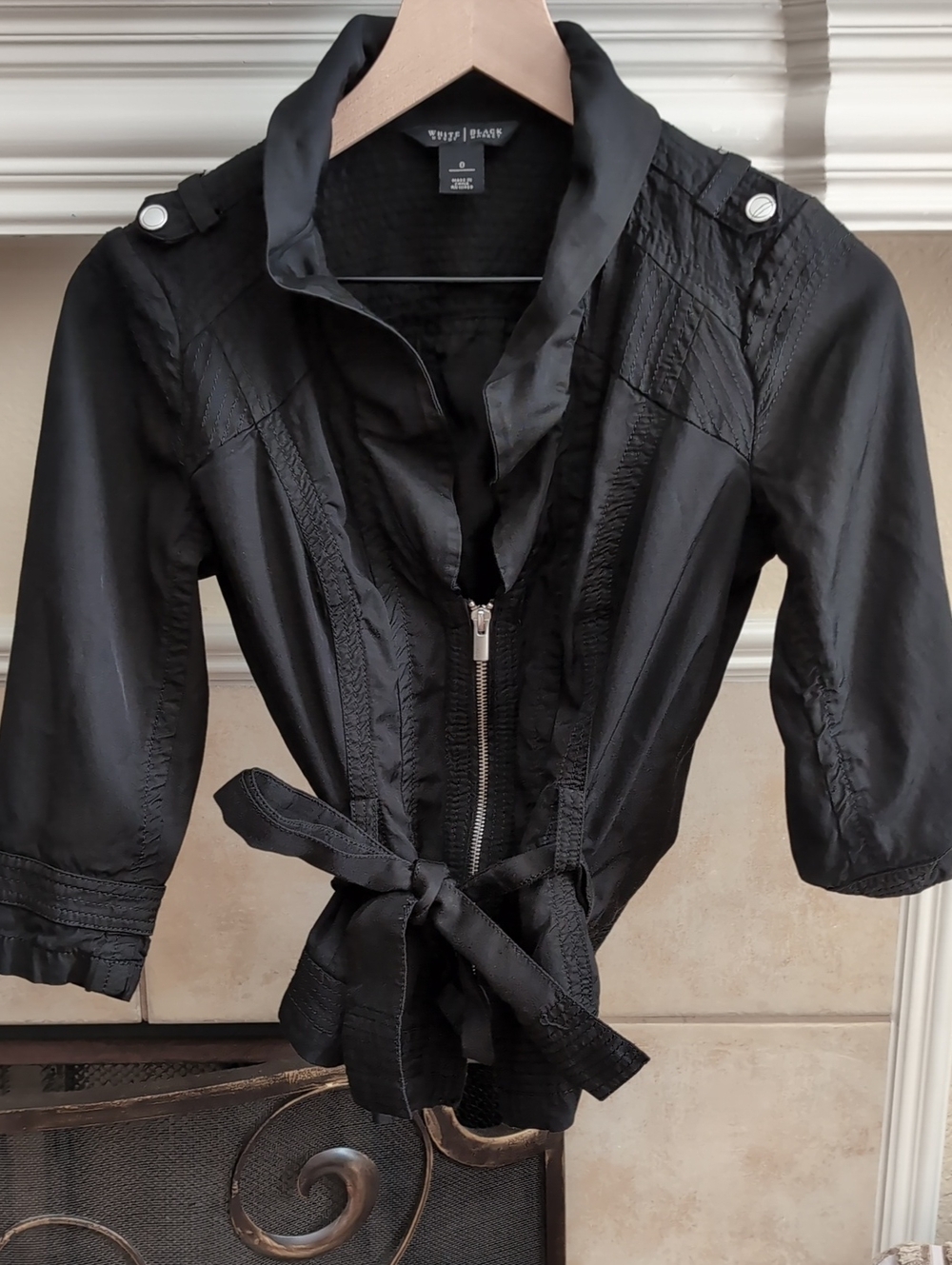 White House Black Market Black Belted Zip Jacket